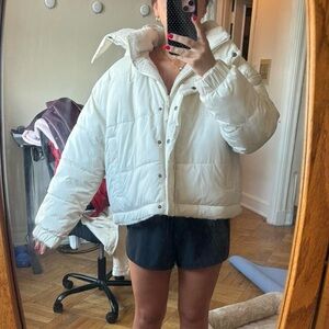 American Eagle Outfitters Cream Puffer Jacket